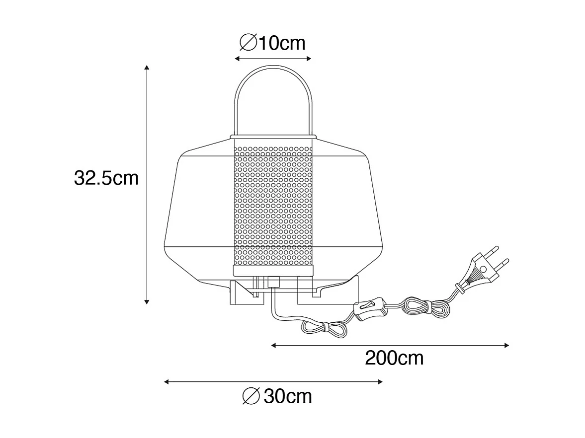 Lampe de table Art Déco noire avec verre fumé 30 cm - Kevin