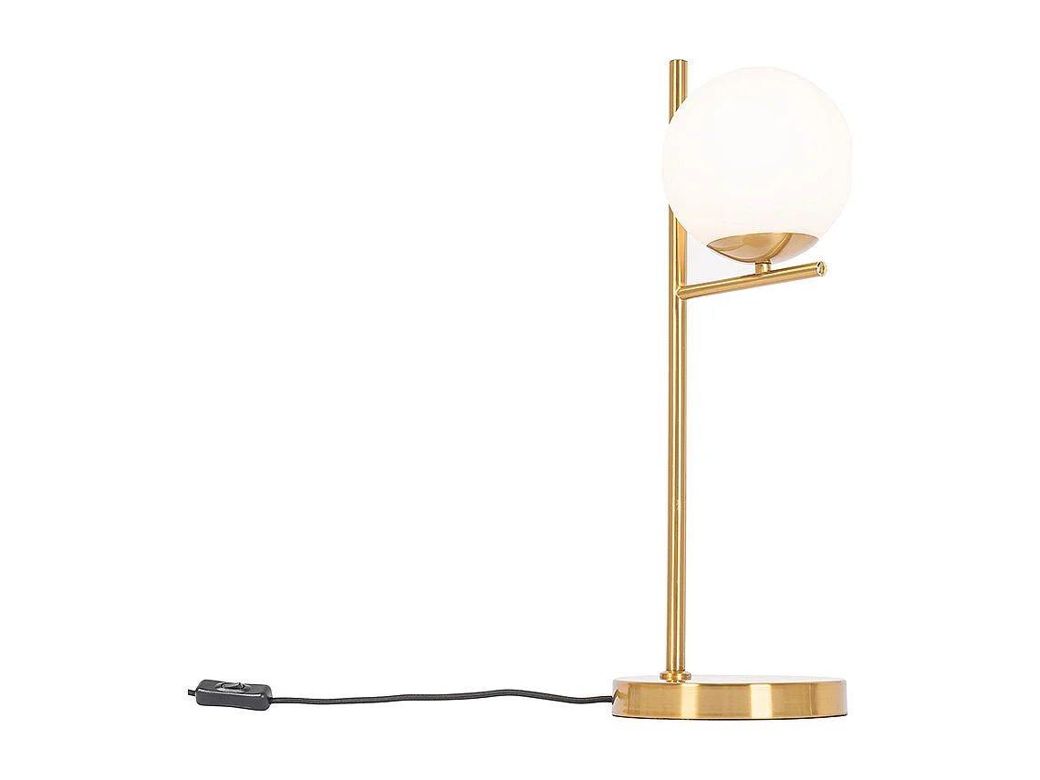 Lampe de table Art déco dorée et verre opale - Flore