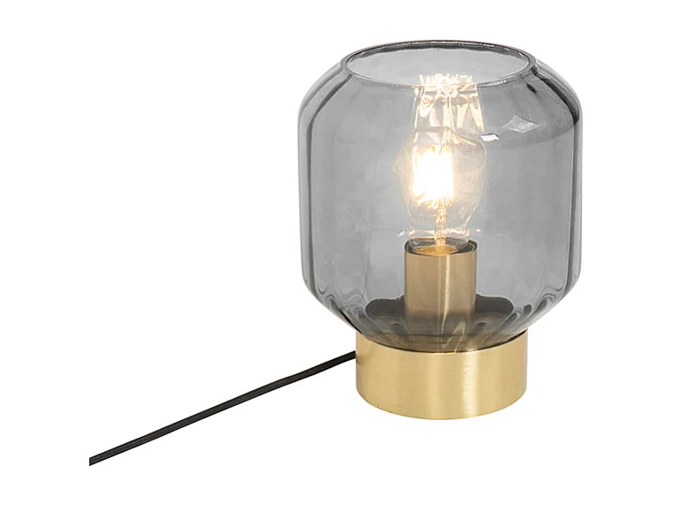 Lampe de table design en laiton avec verre fumé - Stiklo