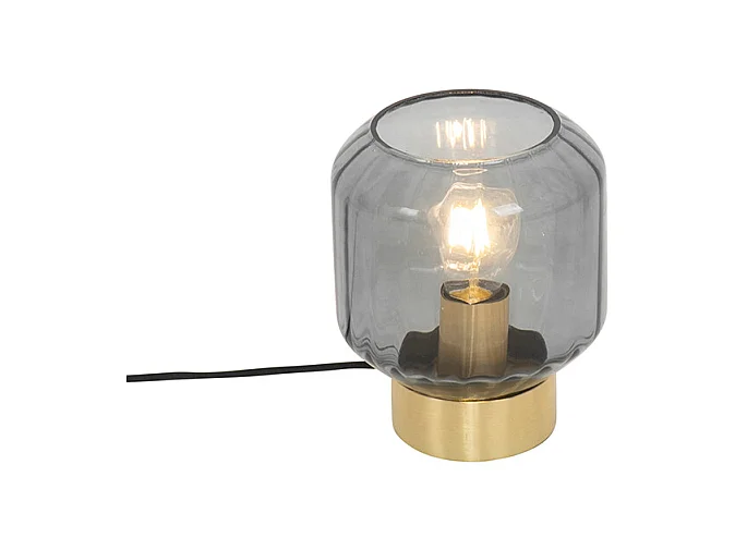 Lampe de table design en laiton avec verre fumé - Stiklo