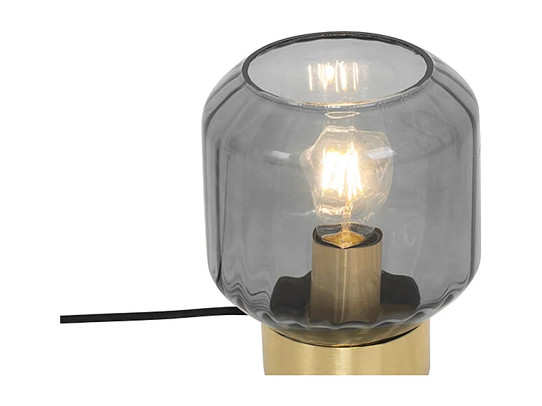Lampe de table moderne en laiton avec verre fumé - Stiklo