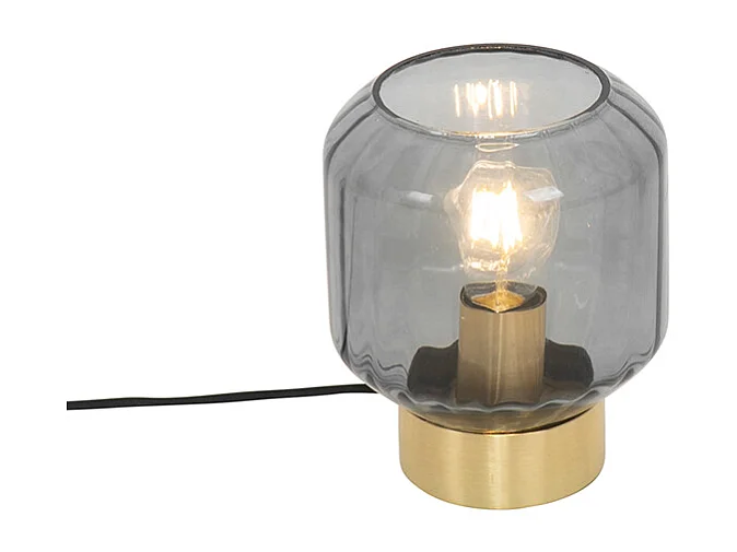 Lampe de table moderne en laiton avec verre fumé - Stiklo