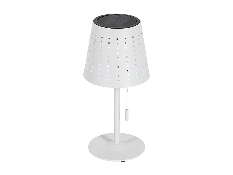 Lampe de table d'extérieur blanche avec LED dimmable en 3 étapes rechargeable et solaire - Ferre