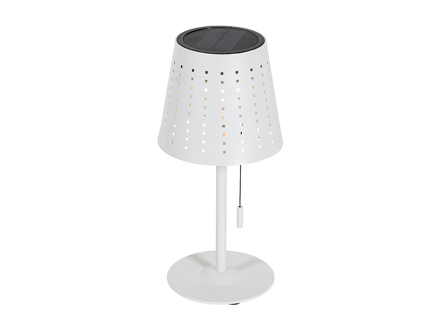 Lampe de table d'extérieur blanche avec LED dimmable en 3 étapes rechargeable et solaire - Ferre