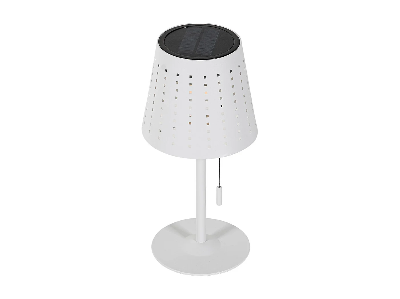 Lampe de table d'extérieur blanche avec LED, à intensité variable 3 niveaux, rechargeable et solaire - Ferre