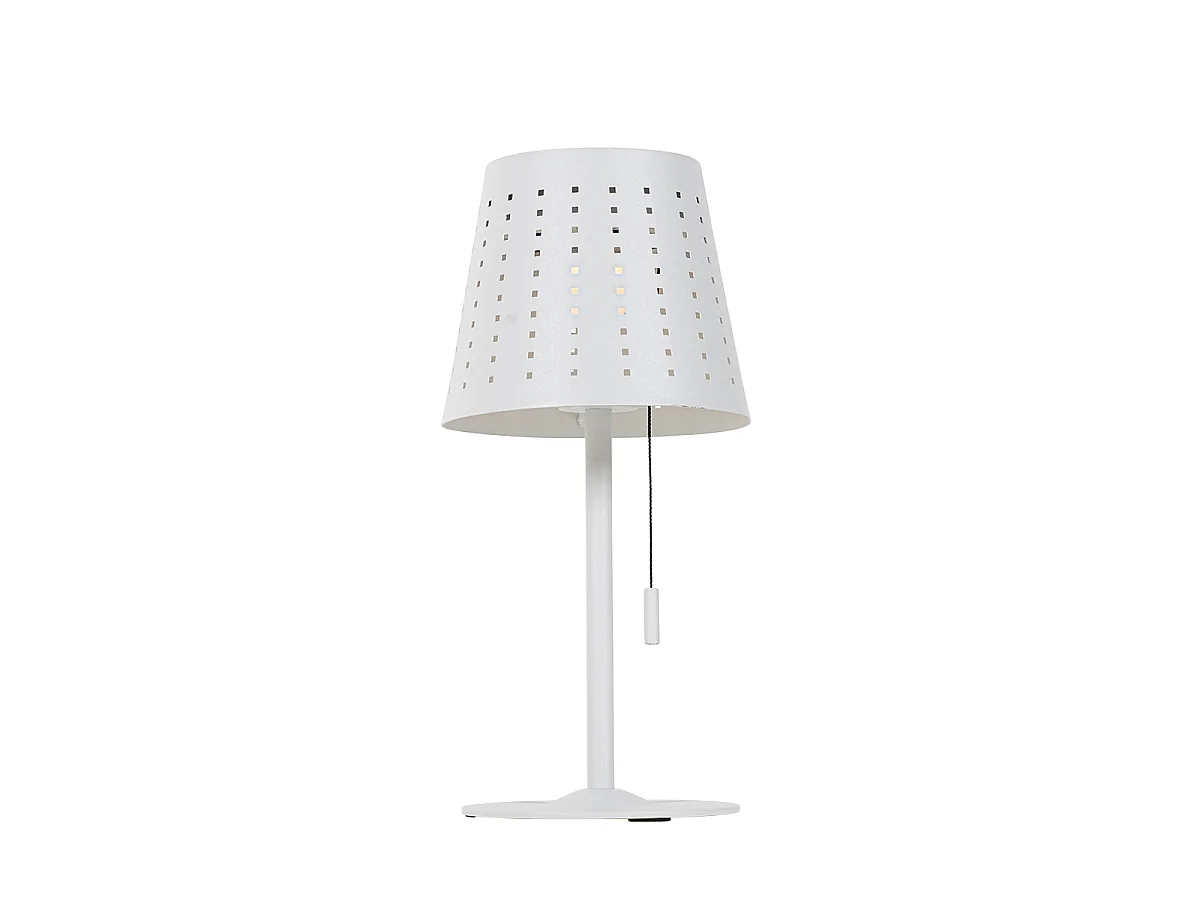 Lampe de table d'extérieur blanche avec LED rechargeable et solaire - Ferre