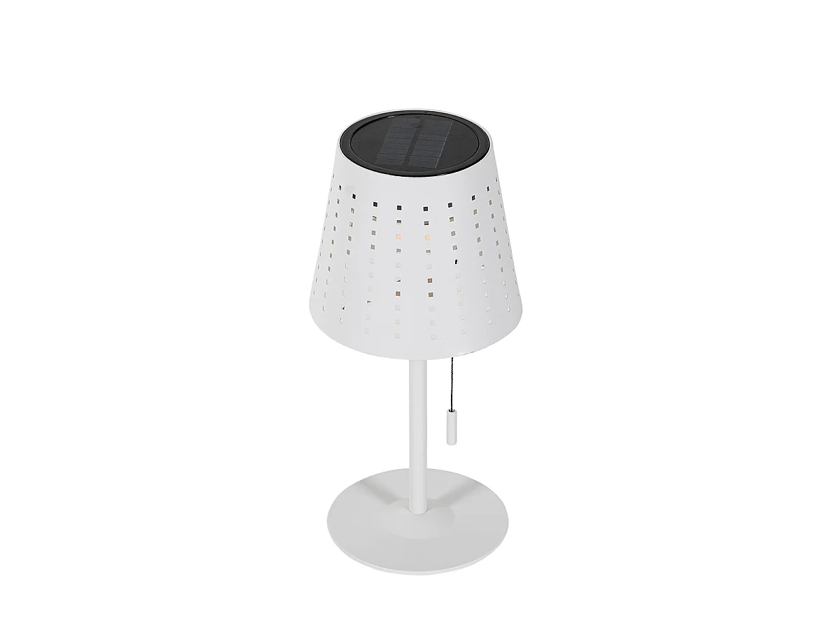 Lampe de table d'extérieur blanche avec LED rechargeable et solaire - Ferre