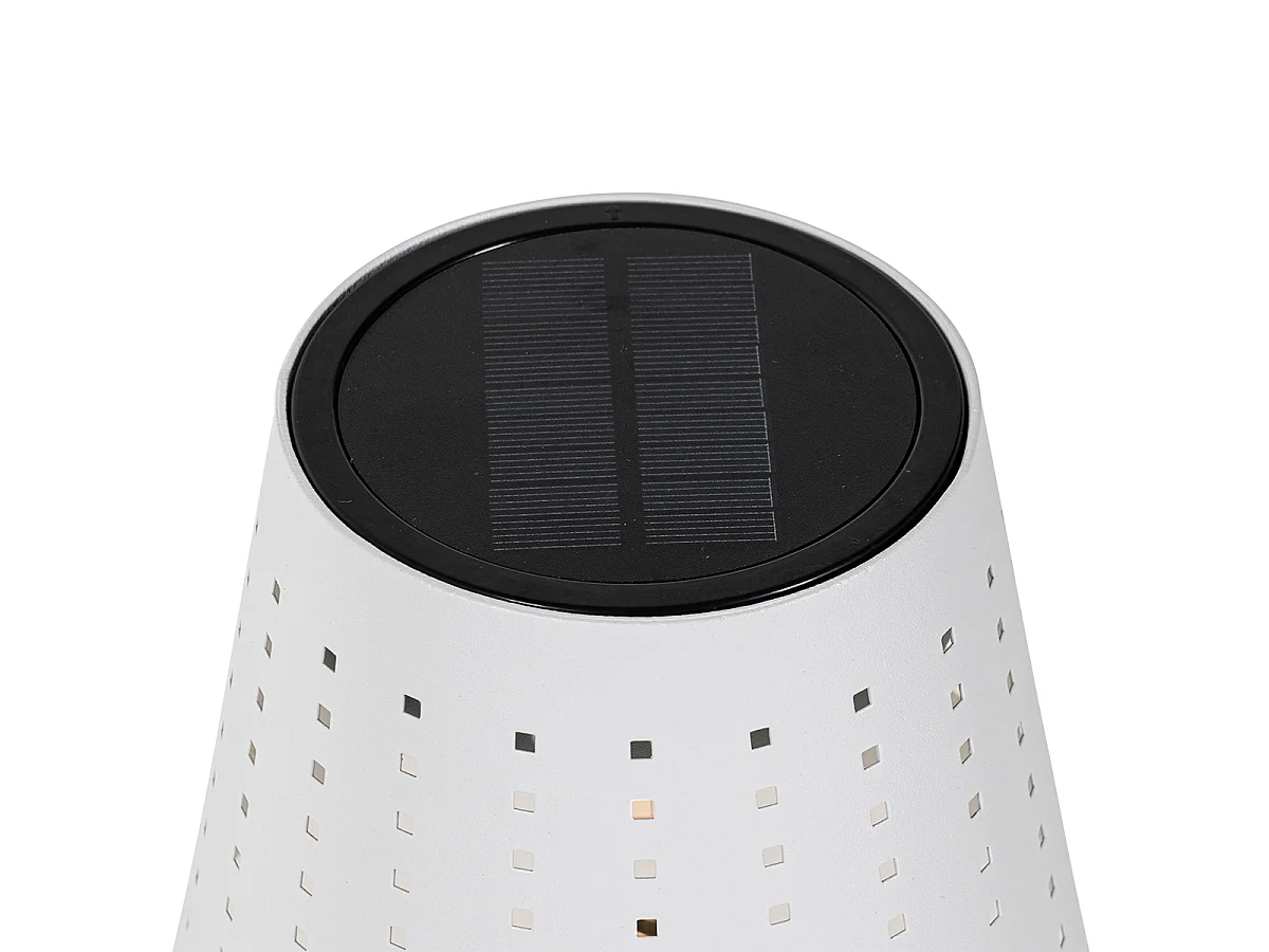 Lampe de table d'extérieur blanche avec LED rechargeable et solaire - Ferre