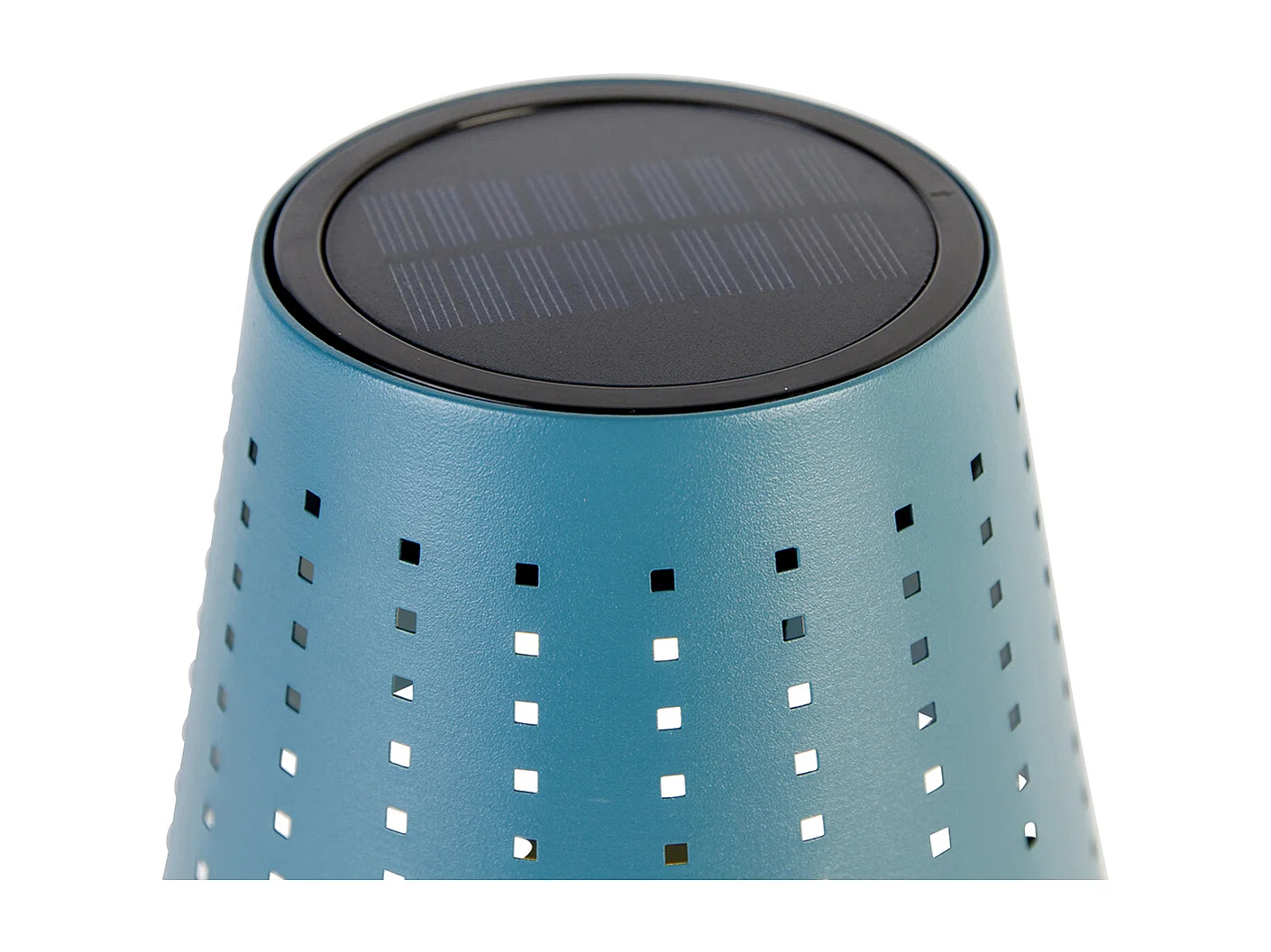 Lampe de table d'extérieur bleue avec LED 3 niveaux de luminosité, rechargeable et solaire - Ferre