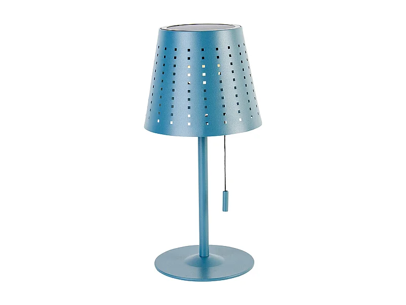 Lampe de table d'extérieur bleue avec LED 3 niveaux de luminosité, rechargeable et solaire - Ferre