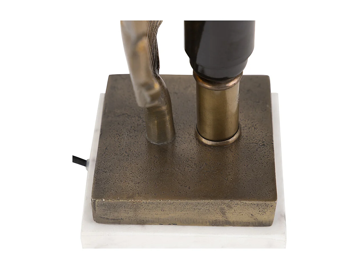 Lampe de table Art Déco en bronze avec socle en marbre - Feuille