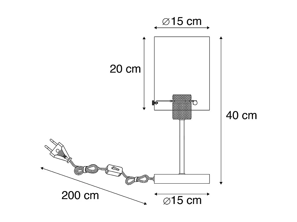 Lampe de table design noire avec verre fumé sur pied - Dome
