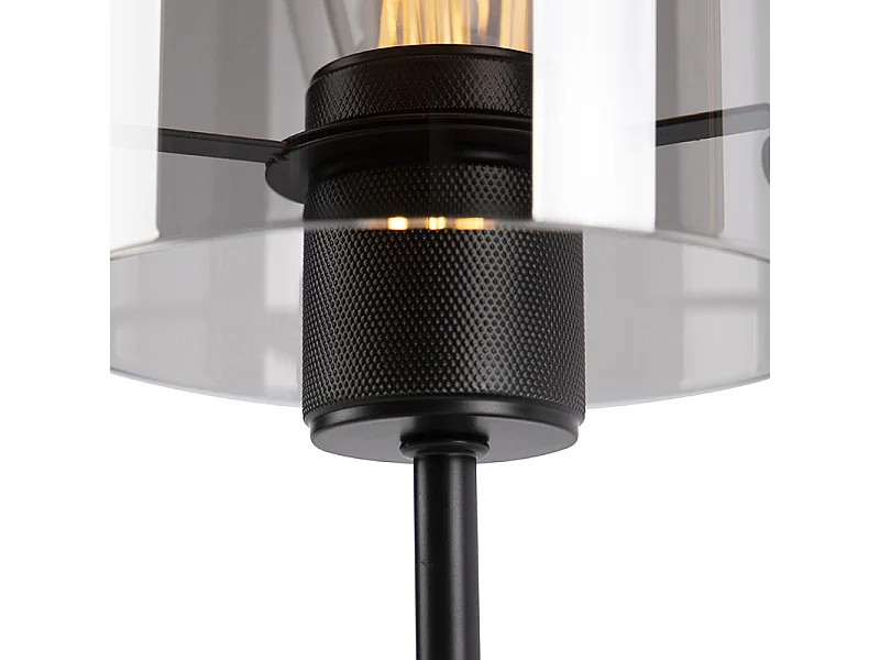 Lampe de table design noire avec verre fumé sur pied - Dome