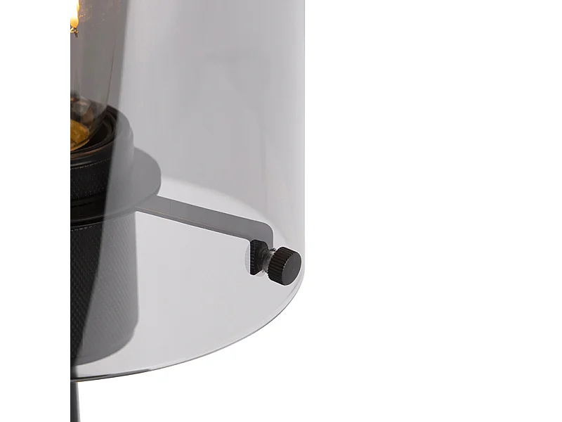 Lampe de table design noire avec verre fumé sur pied - Dome