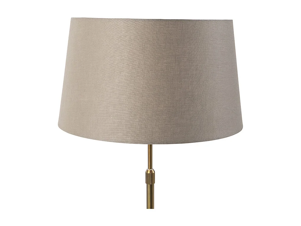 Lampe de table en bronze avec abat-jour en lin taupe 35cm - Parte