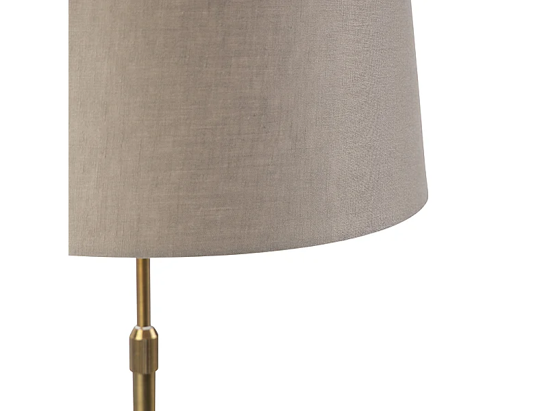 Lampe de table en bronze avec abat-jour en lin taupe 35 cm - Parte