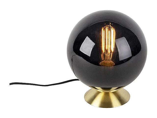 Lampe de table Art déco en laiton avec verre noir - Pallon