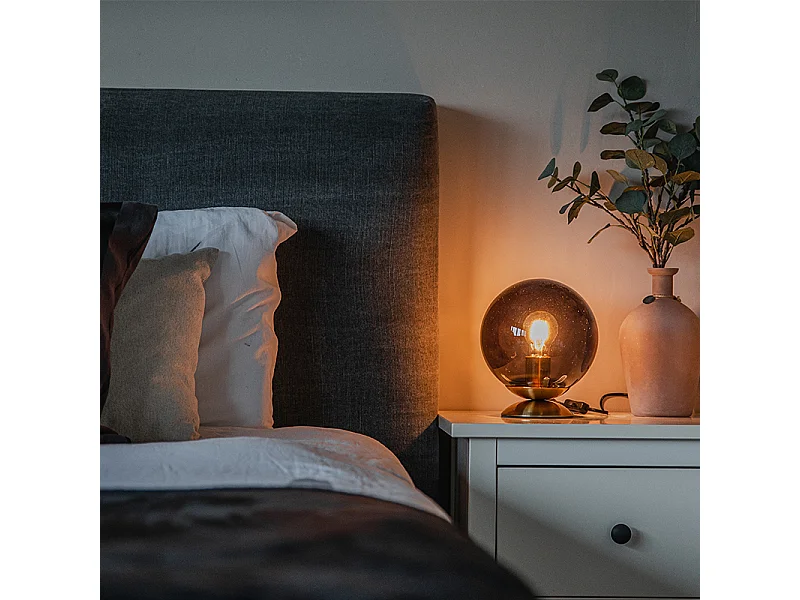 Lampe de table Art Déco en laiton avec verre noir - Pallon