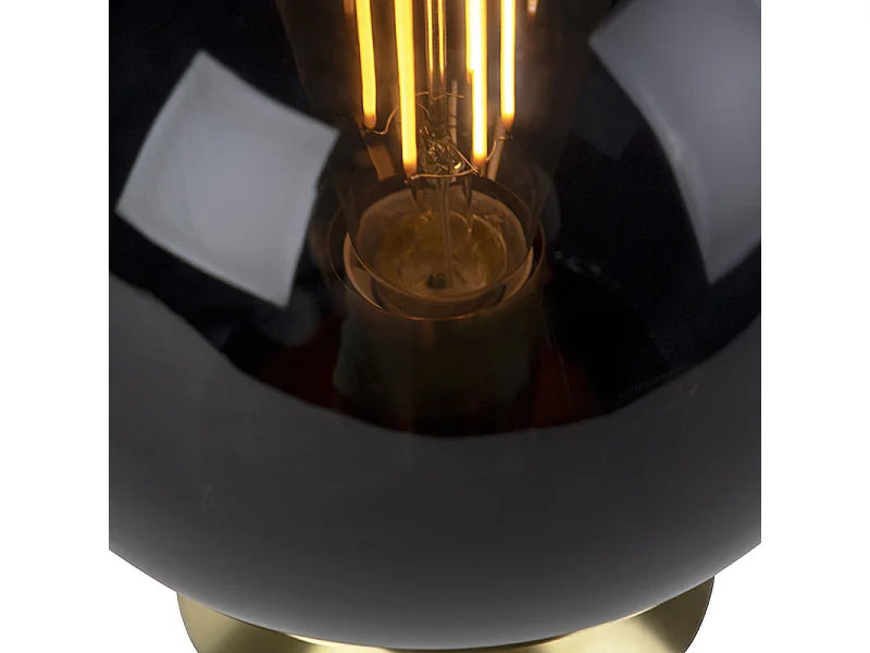 Lampe de table Art Déco en laiton avec verre noir - Pallon