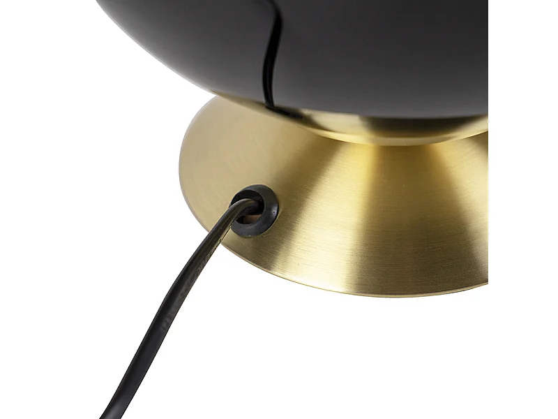 Lampe de table Art déco en laiton avec verre noir - Pallon
