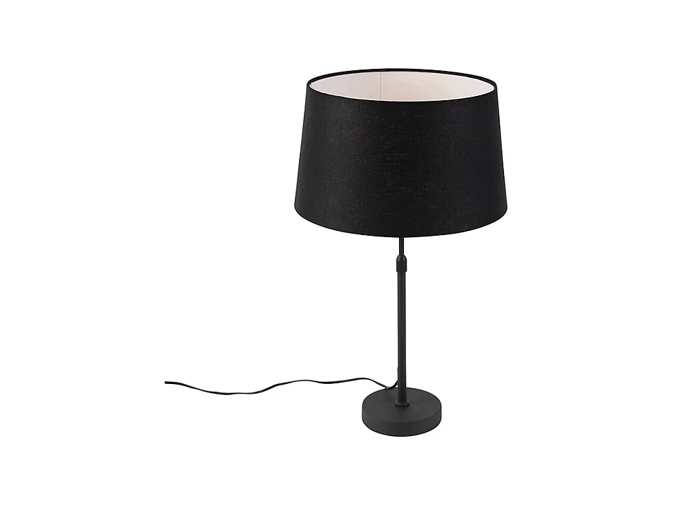 Lampe de table noir avec abat-jour en lin noir 35 cm réglable - Parte