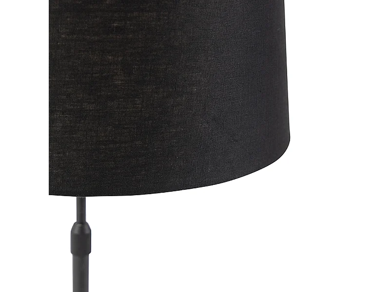 Lampe de table noire avec abat-jour en lin noir 35 cm réglable - Parte