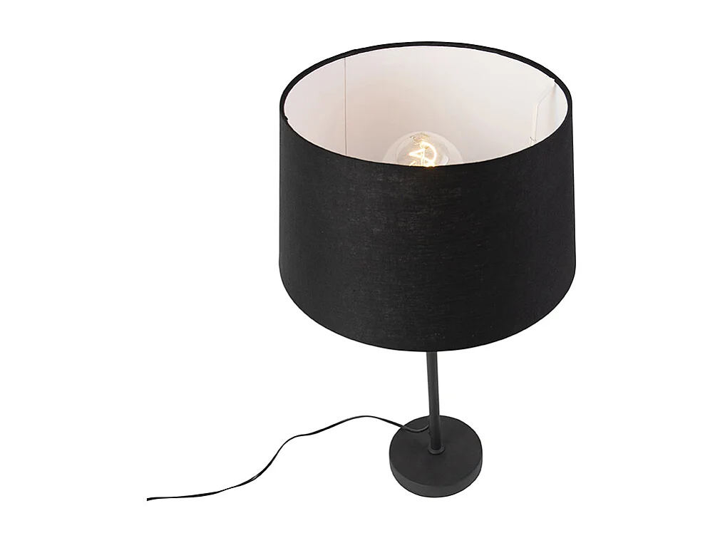 Lampe de table noire avec abat-jour en lin noir 35 cm réglable - Parte