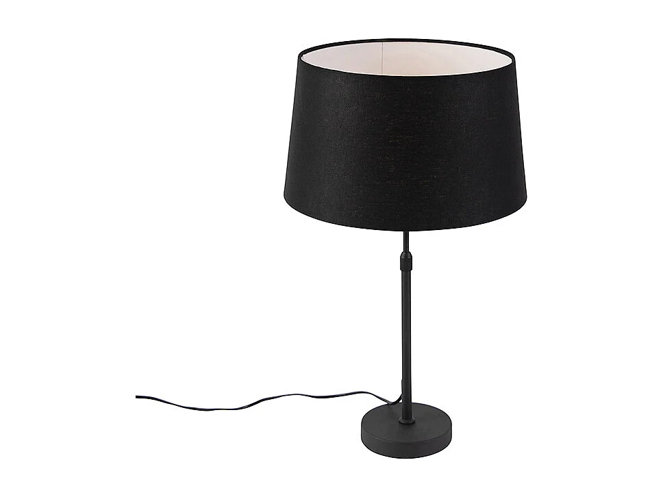 Lampe de table noire avec abat-jour en lin noir 35 cm réglable - Parte