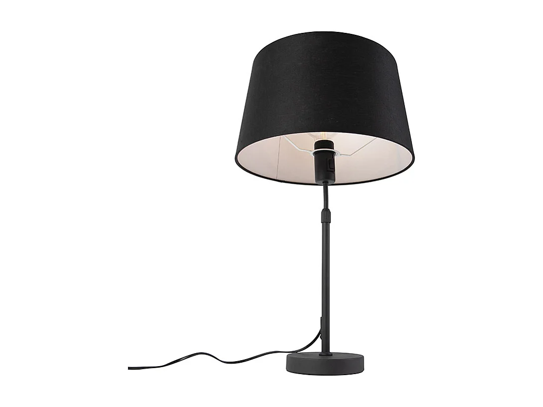 Lampe de table noire avec abat-jour en lin noir 35 cm réglable - Parte