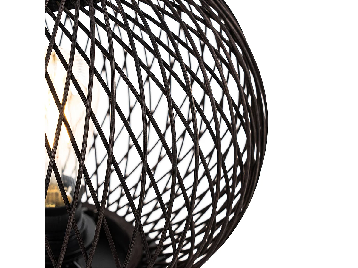 Lampe de table d'extérieur rustique en rotin noir - Calamus