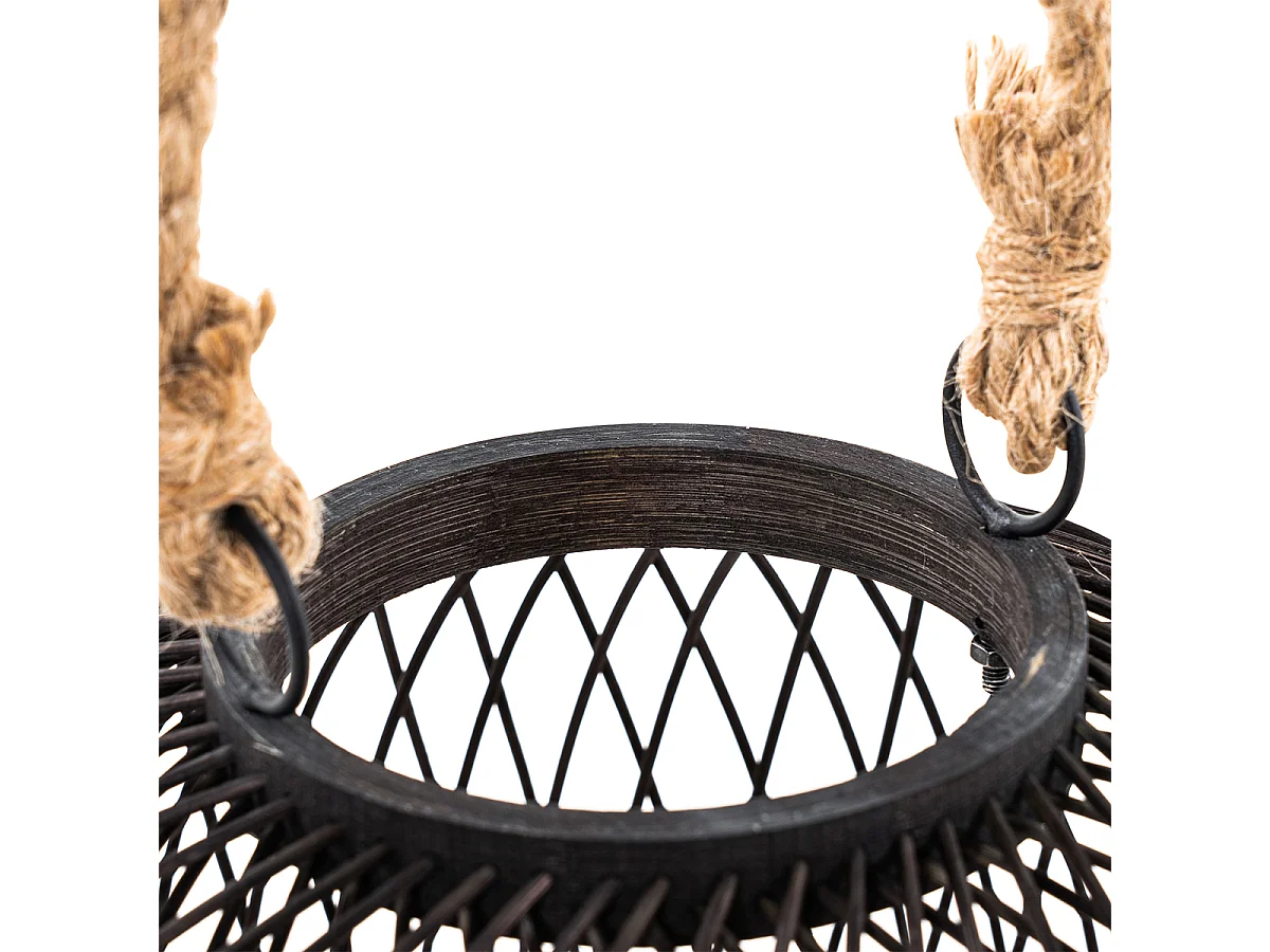 Lampe de table d'extérieur rustique en rotin noir - Calamus