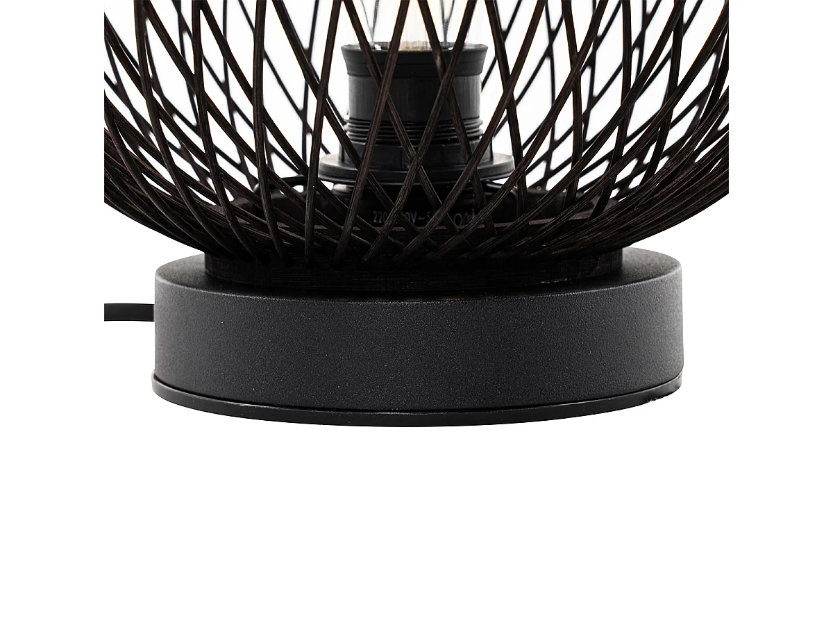 Lampe de table d'extérieur rustique en rotin noir - Calamus