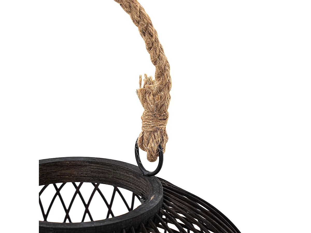 Lampe de table d'extérieur rustique en rotin noir - Calamus