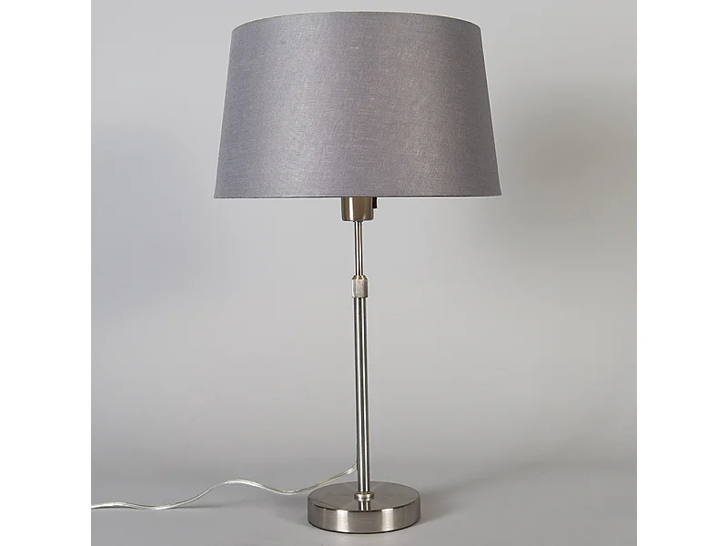 Lampe de table acier avec abat-jour gris 35 cm réglable - Parte