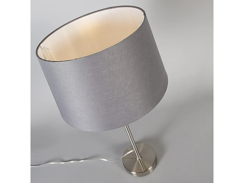 Lampe de table acier avec abat-jour gris 35 cm réglable - Parte