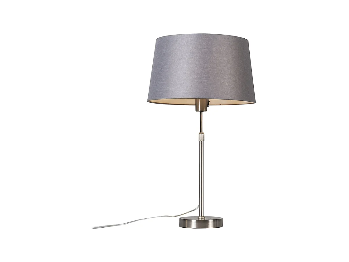 Lampe de table acier avec abat-jour gris 35 cm réglable - Parte