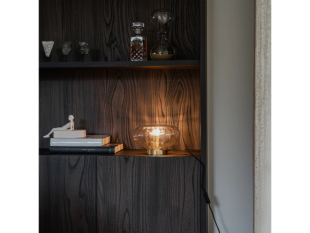 Lampe de table Art Déco dorée avec verre - Ayesha