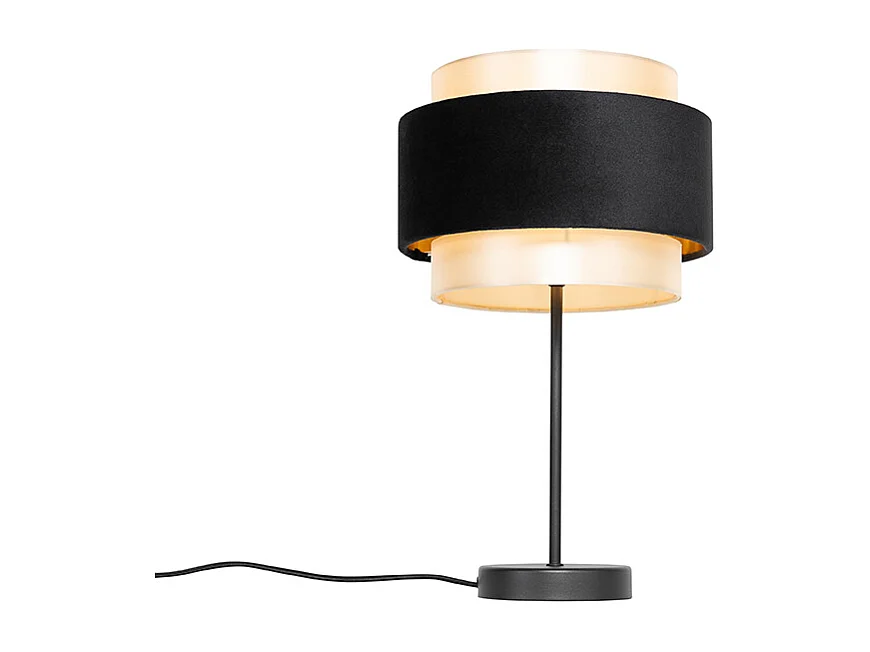 Lampe de table moderne noire avec or - Elif
