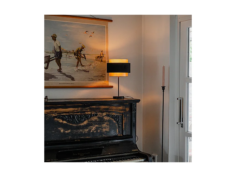 Lampe de table moderne noire avec or - Elif