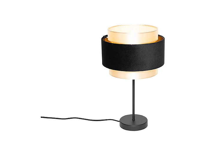 Lampe de table moderne noire avec or - Elif
