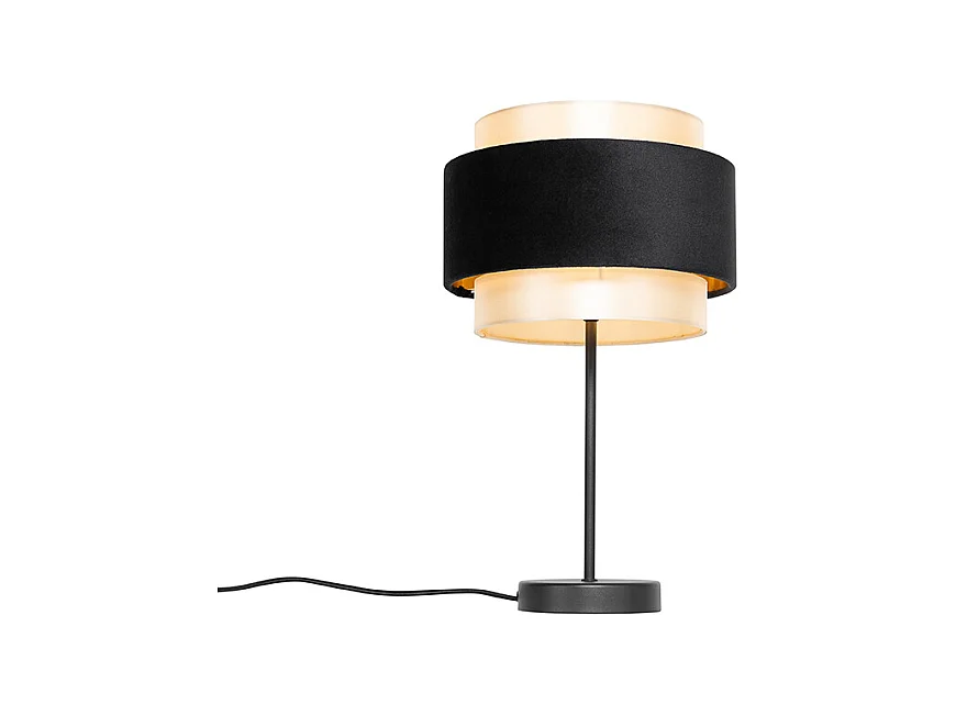 Lampe de table moderne noire avec or - Elif