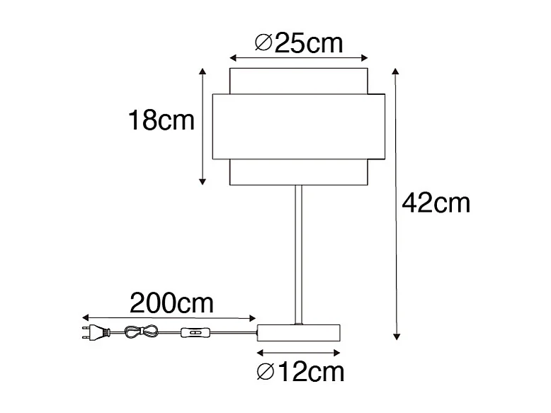 Lampe de table moderne noire avec or - Elif