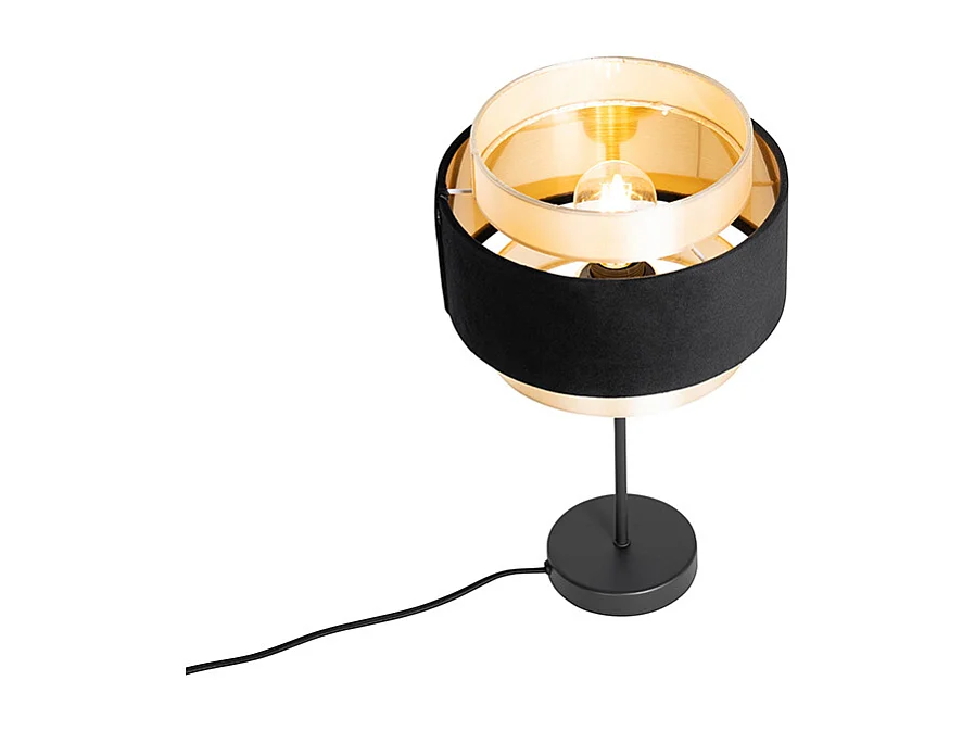 Lampe de table moderne noire avec or - Elif
