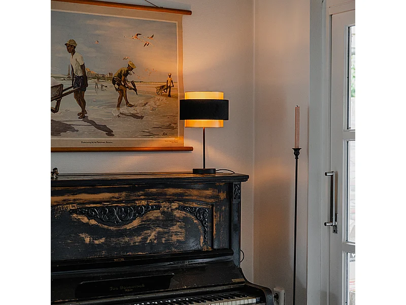 Lampe de table moderne noire avec or - Elif