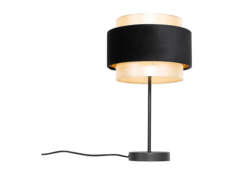 Lampe de table moderne noire avec or - Elif