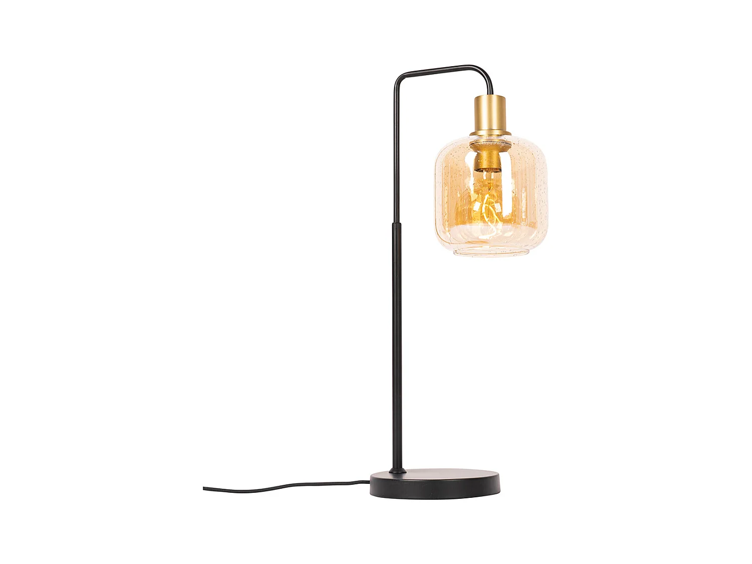 Lampe de table design noire avec laiton et verre ambré - Zuzanna