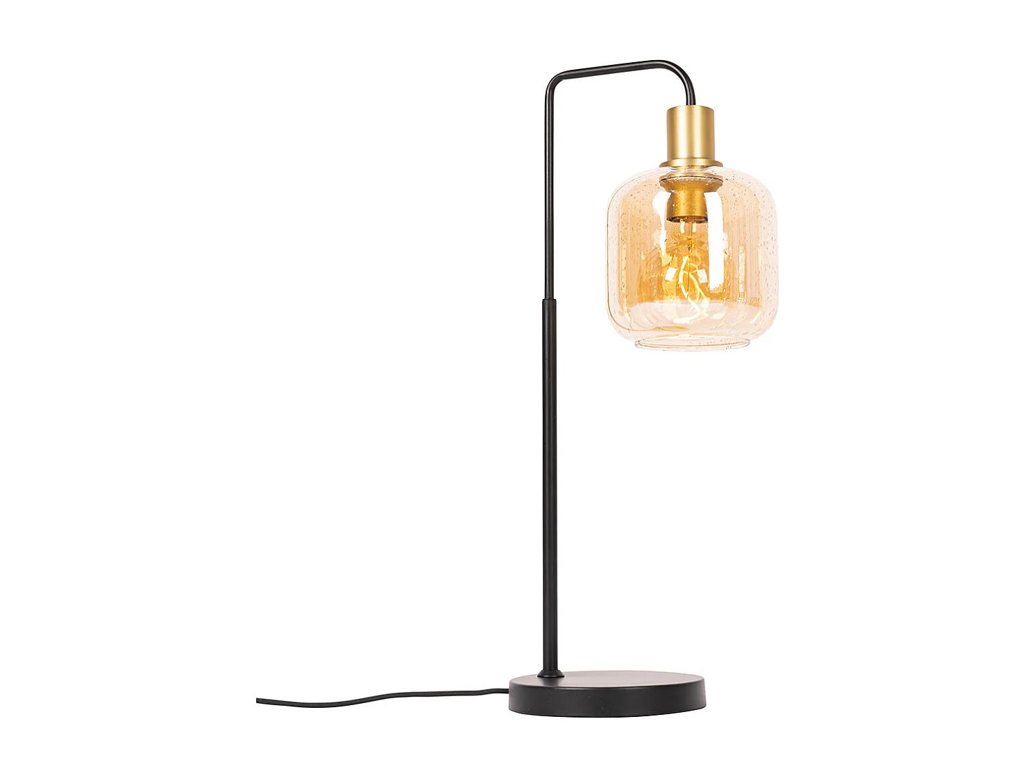 Lampe de table design noire avec verre laiton et ambré - Zuzanna