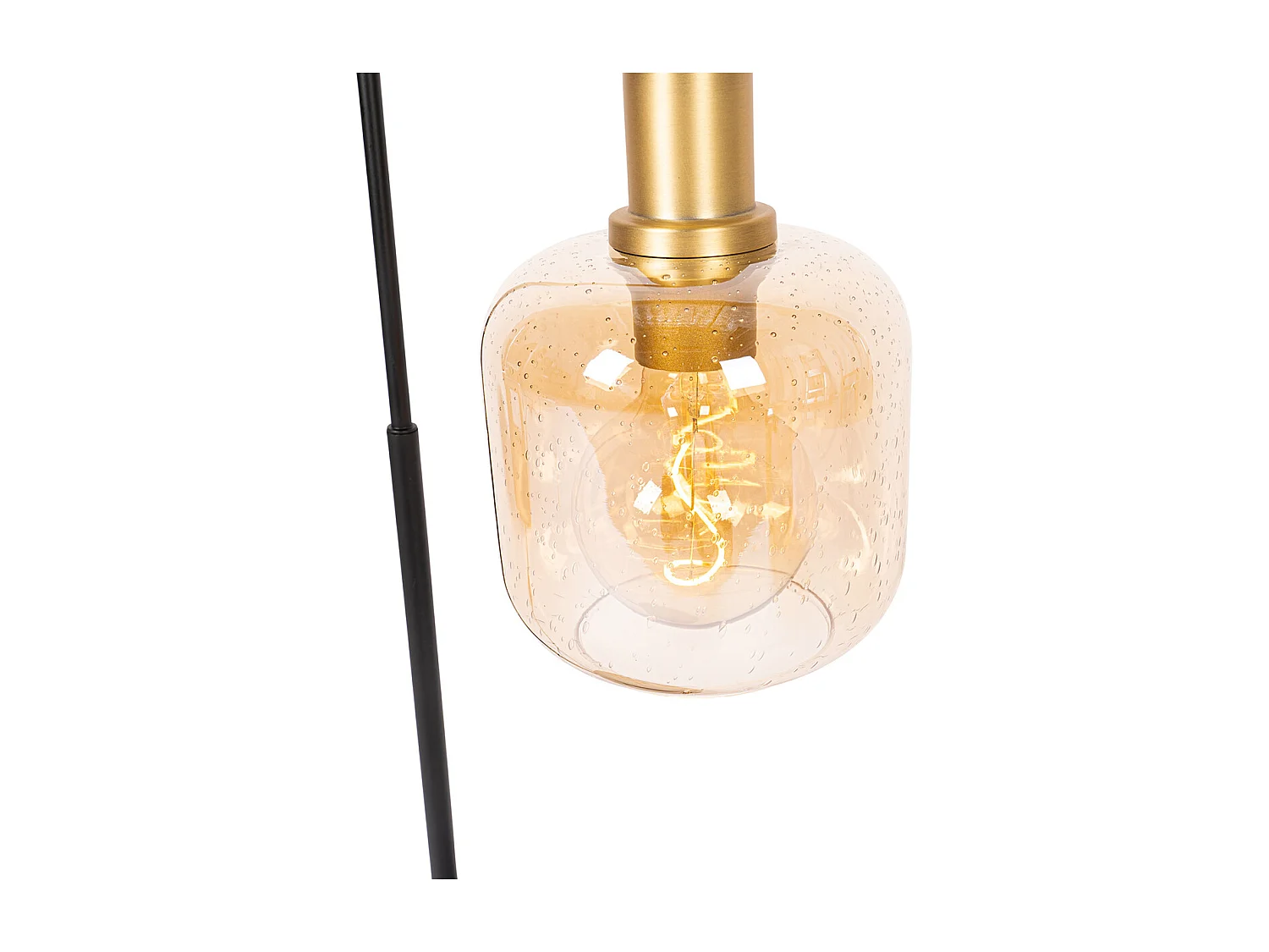 Lampe de table design noire avec verre laiton et ambré - Zuzanna