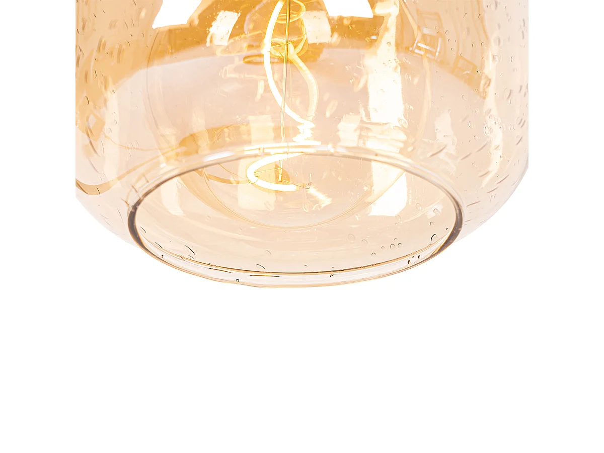 Lampe de table design noire avec verre laiton et ambré - Zuzanna