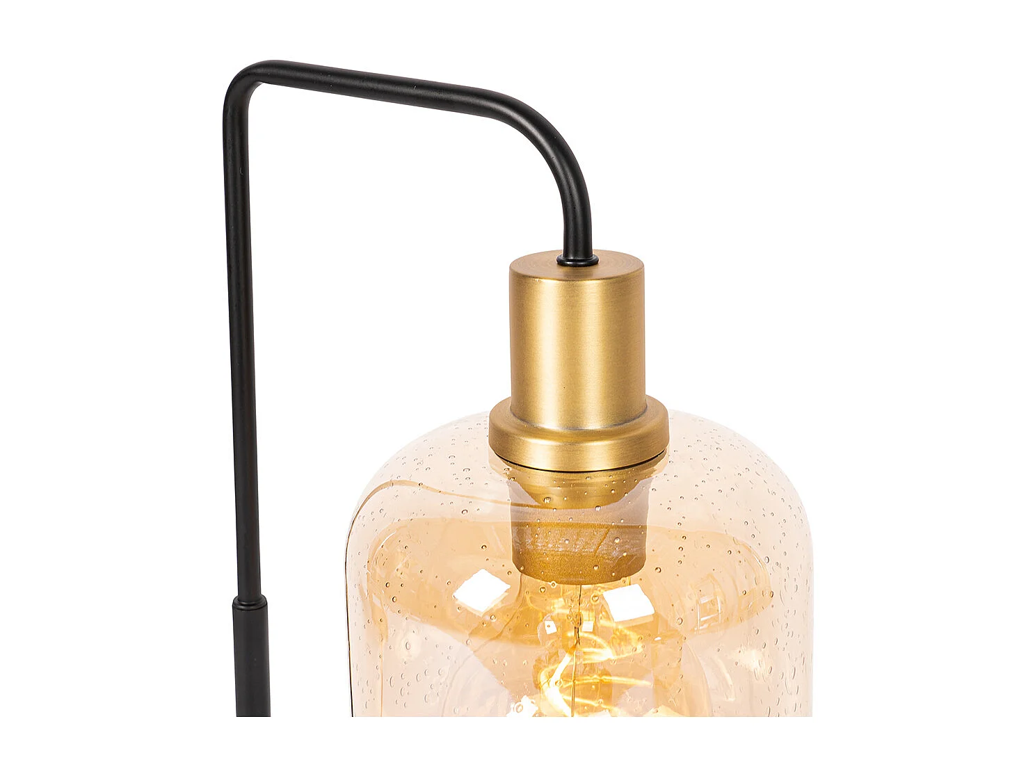 Lampe de table design noire avec verre laiton et ambré - Zuzanna